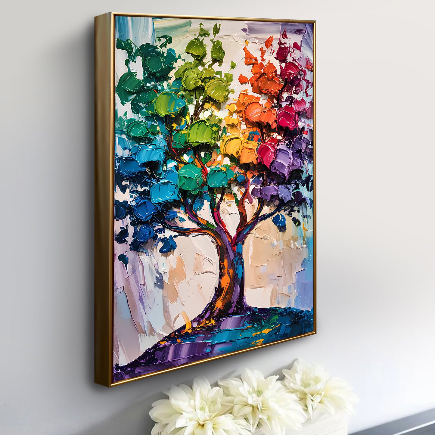 Rainbow Tree Abstract Canvas Wall Art