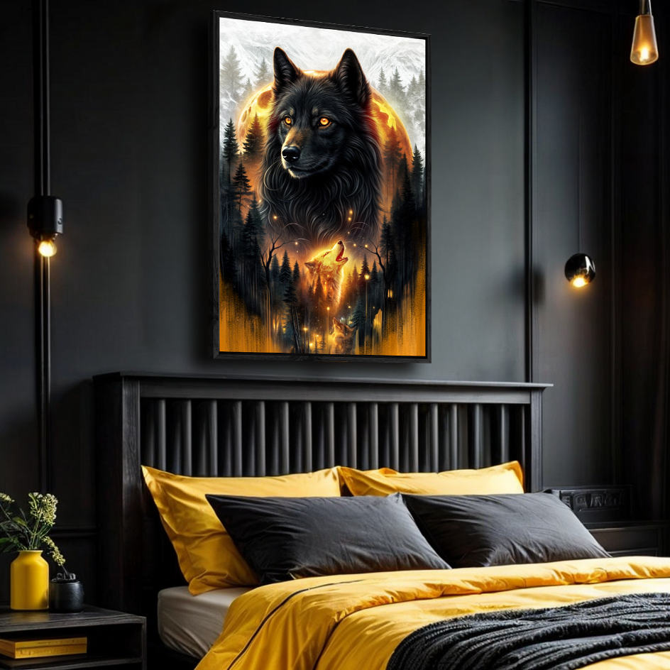 Eclipse of the Alpha Wolf Canvas Wall Art
