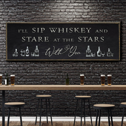 Sip Whiskey With You Bar Sign Canvas Wall Art