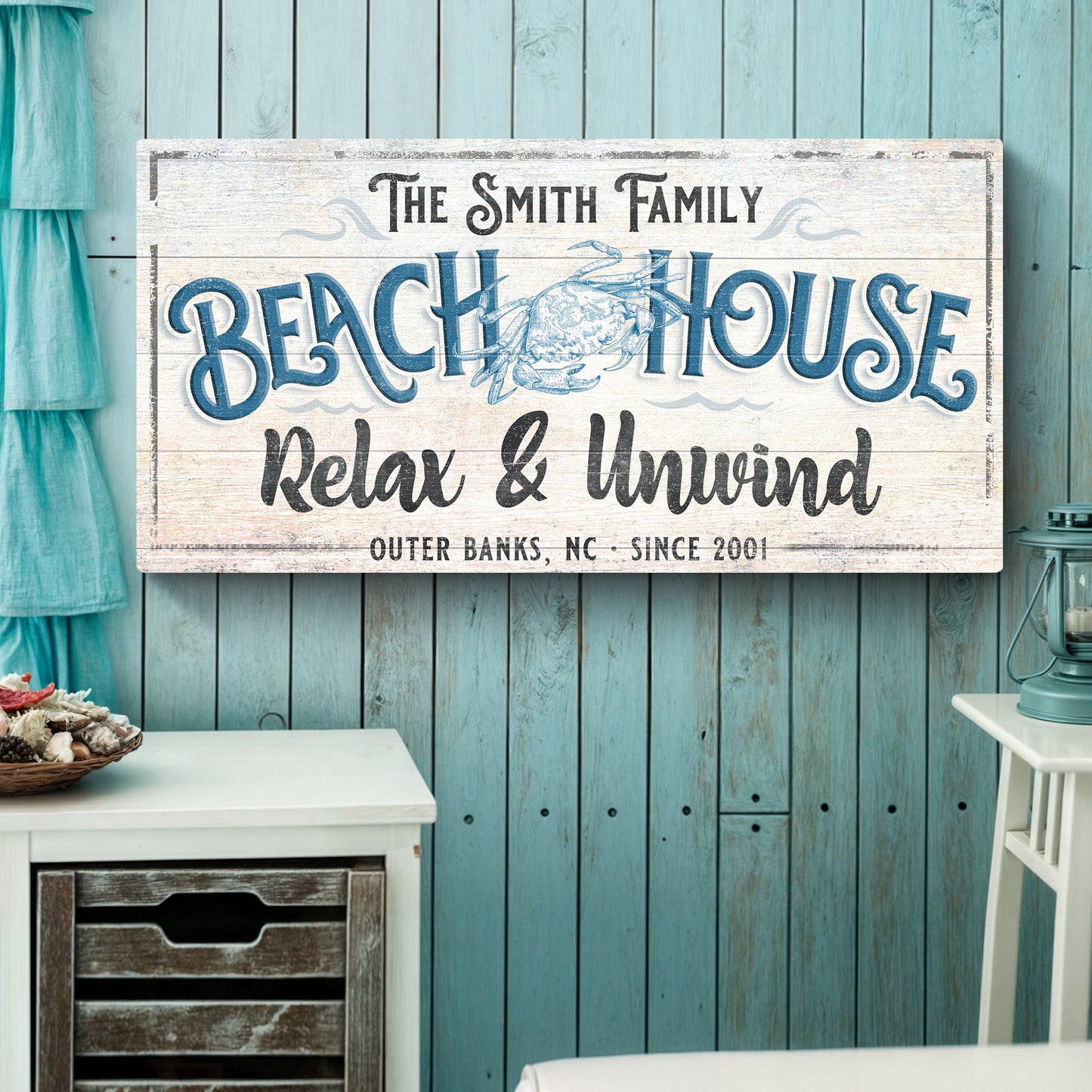 Beach House nautical canvas sign