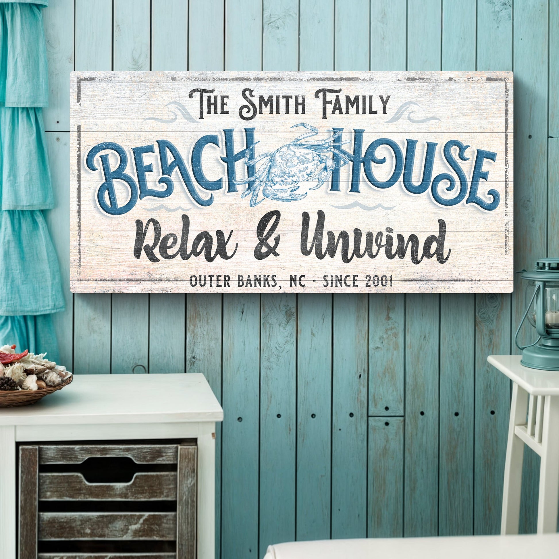 Beach House nautical canvas sign