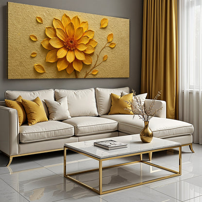 Golden Dandelion Minimalist Canvas Wall Art - Abstract Print