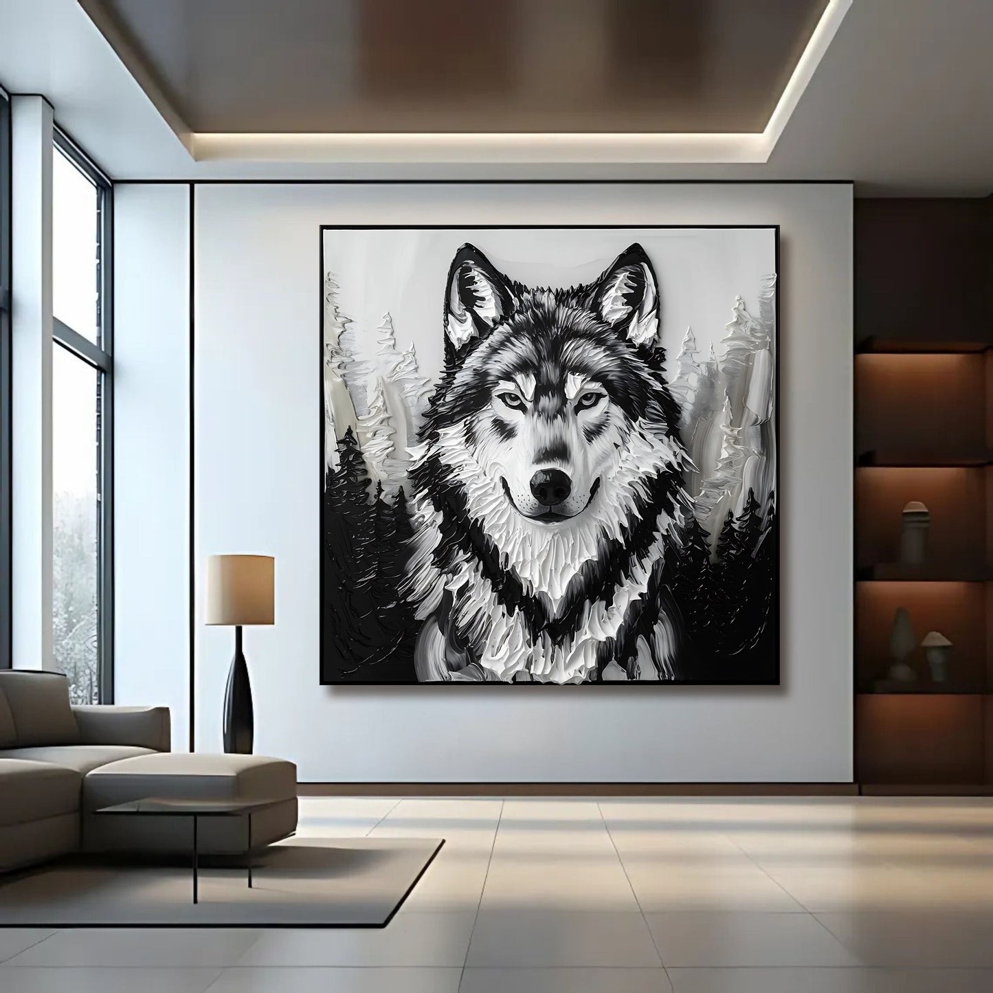 3D Wolf Canvas Wall Art Square