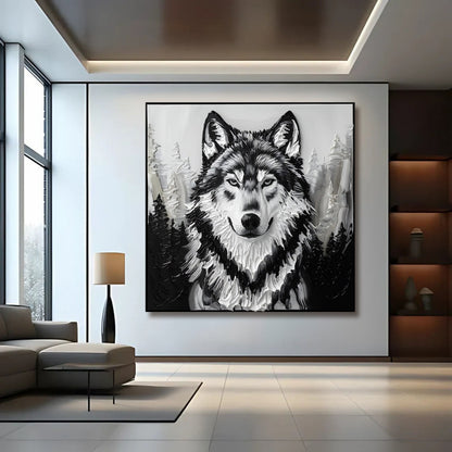 3D Wolf Canvas Wall Art Square