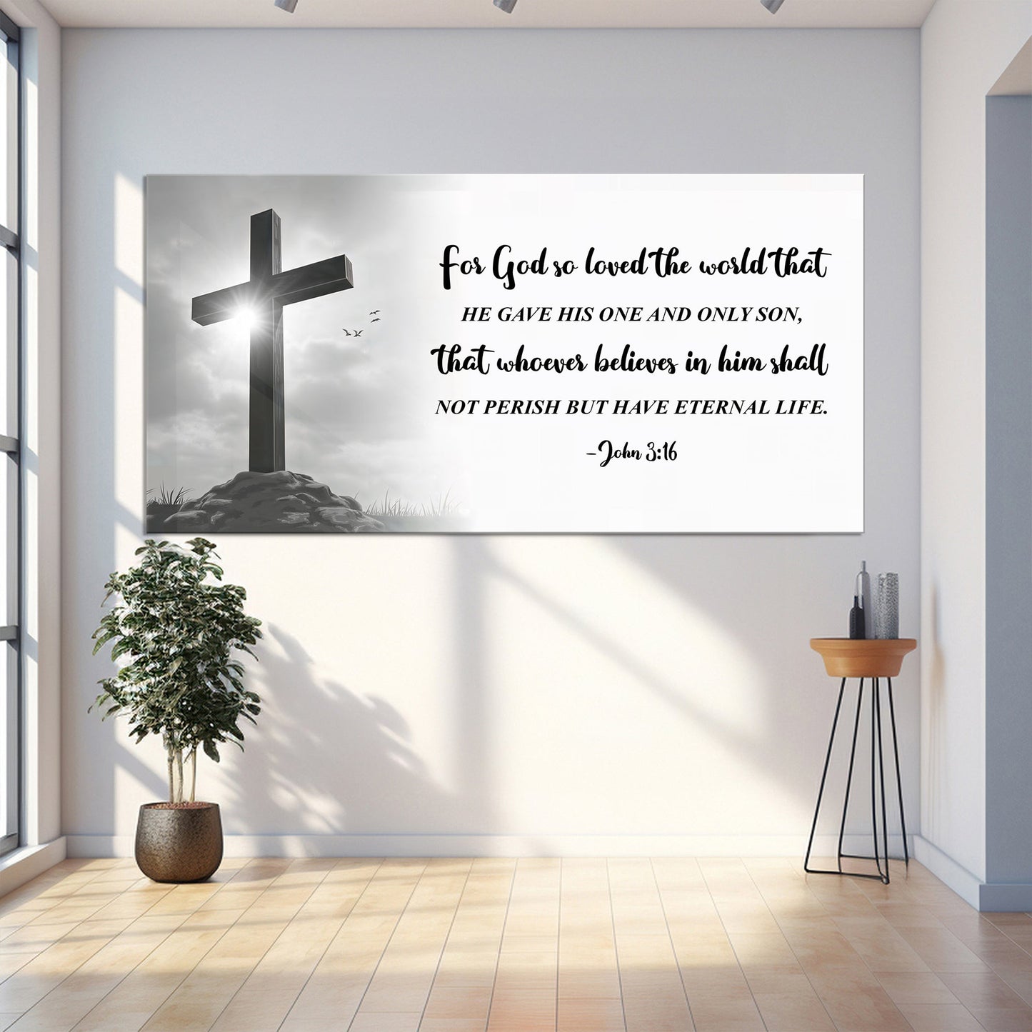 John 3:16 Christian Canvas Wall Art Sign