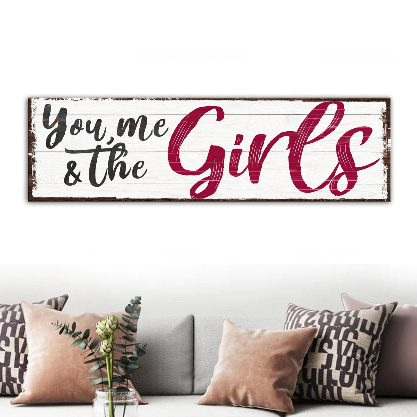 You Me and the Girls Rustic Canvas Wall Art