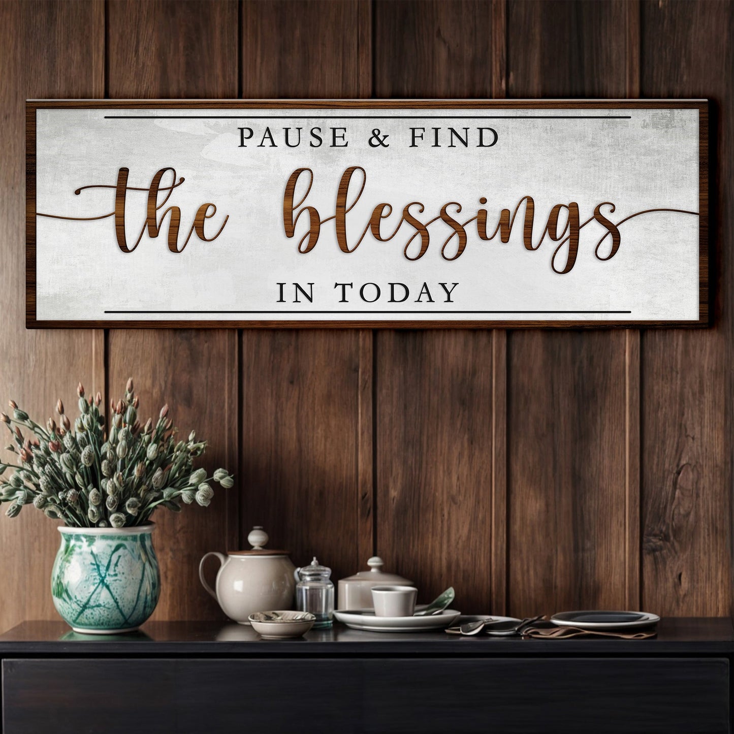 Pause and Find the Blessings Faith Sign Canvas Wall Art