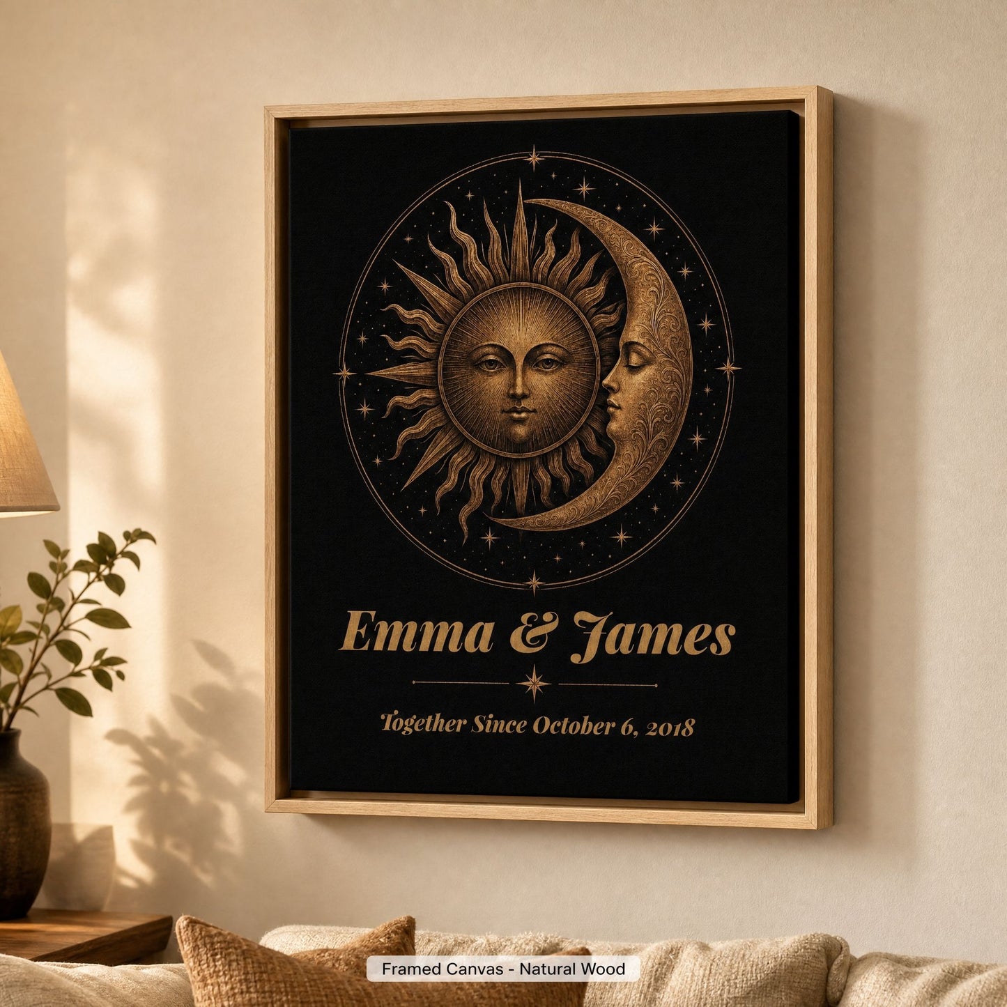 Personalized Sun & Moon Bronze Anniversary Canvas