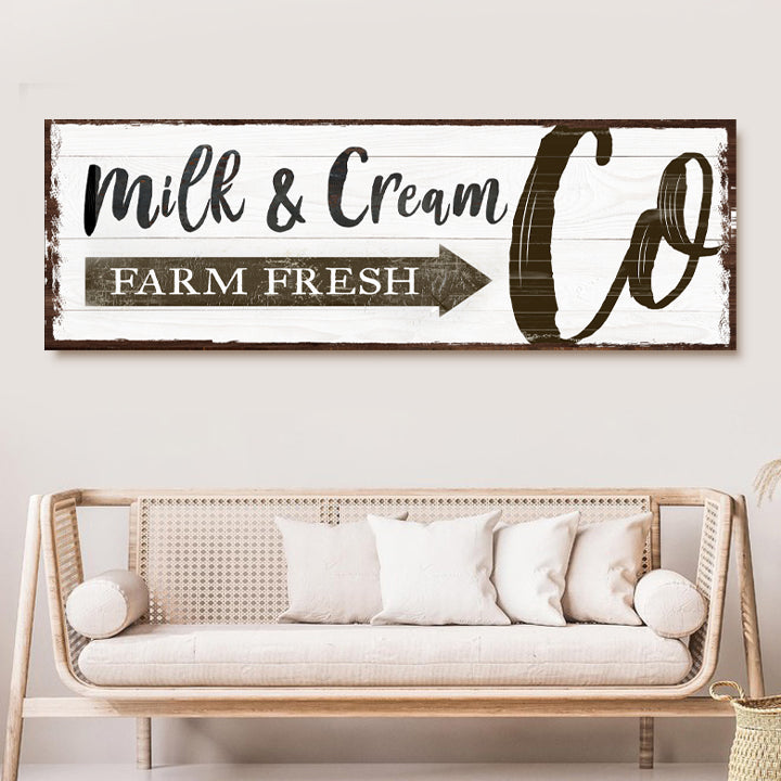 Farm Fresh Milk and Cream Co Canvas Wall Art Sign