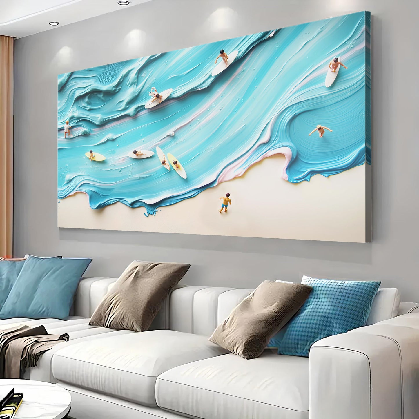 Abstract Aerial Beach Canvas Wall Art