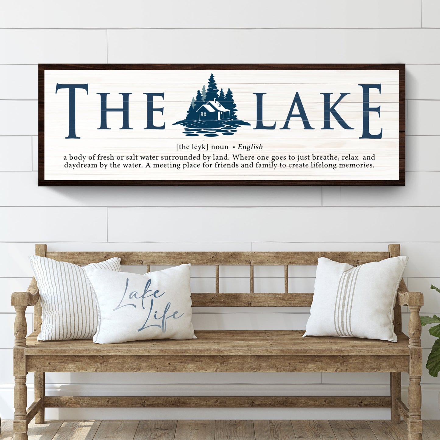 Definition of Lake canvas wall art sign for cabin or lakeside home decor