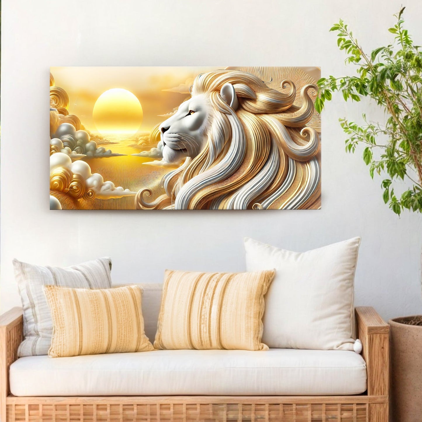3D Majestic Lion Canvas Wall Art V