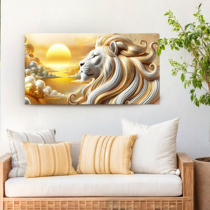 3D Majestic Lion Canvas Wall Art V