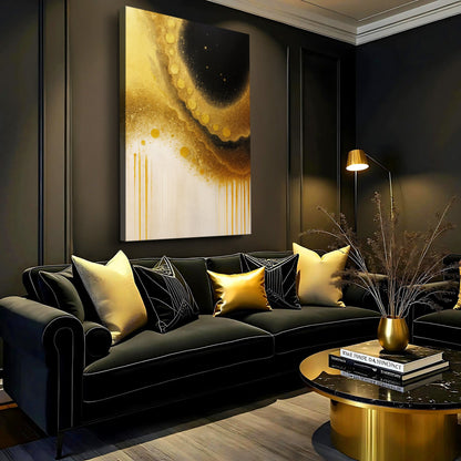 Minimalist Black and Gold Abstract Canvas Wall Art
