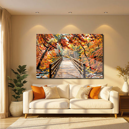 Crossing Autumn Landscape Canvas Wall Art