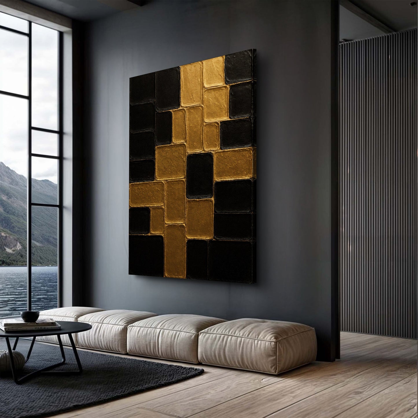 Contemporary Black and Gold Canvas Wall Art II