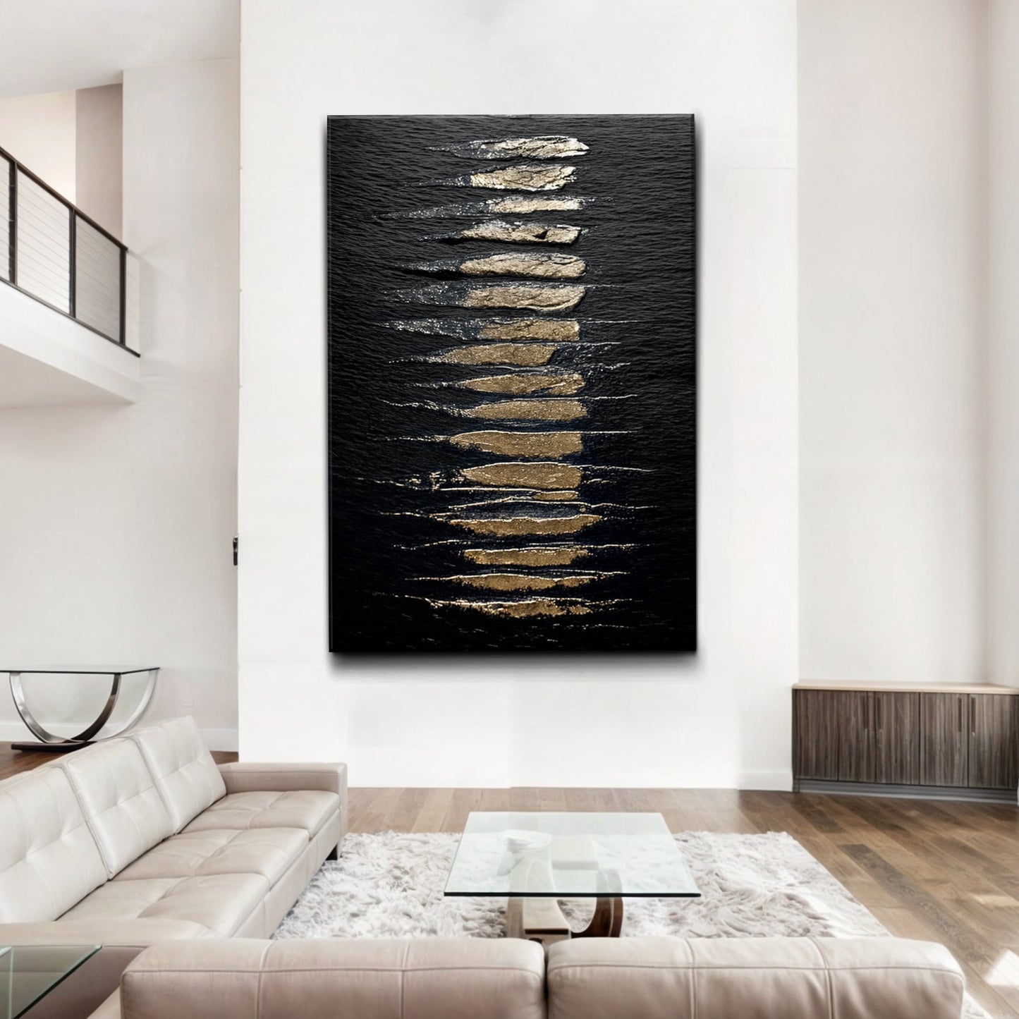 Black and Gold Abstract Minimalist Canvas Wall Art