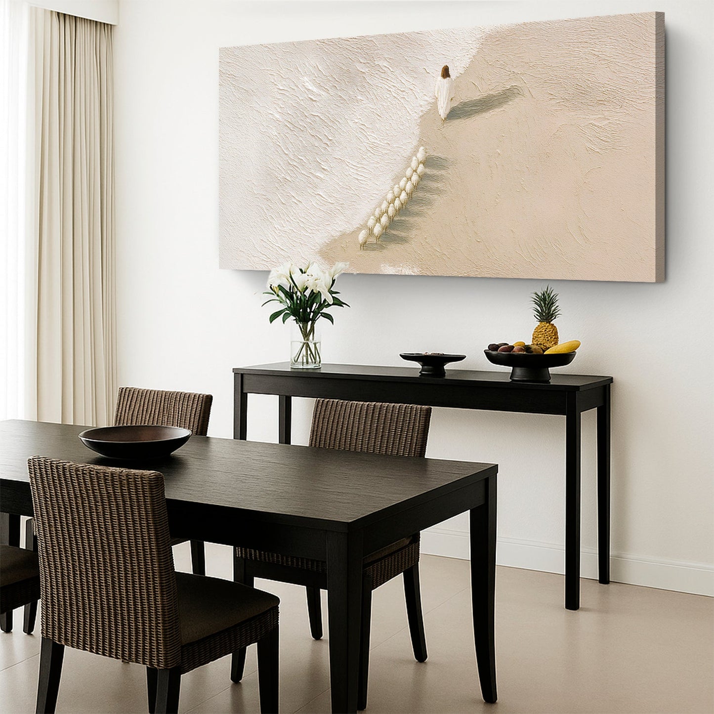 Jesus and Flock of Sheep Faith Canvas Wall Art