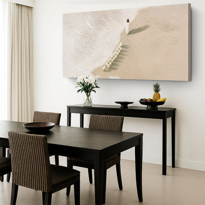 Flock of Sheep White and Cream Panoramic canvas shown in a styled room setting, view 2