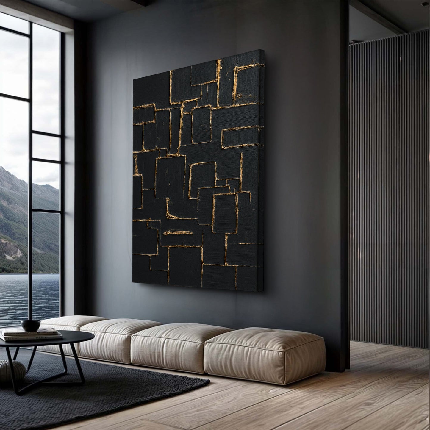 Contemporary Black and Gold Canvas Wall Art