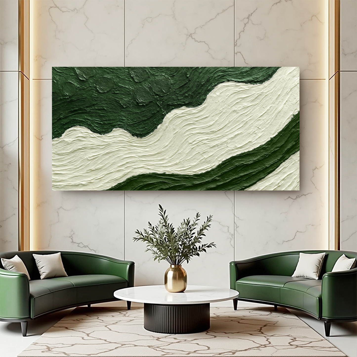 Green Rivers Abstract Canvas Wall Art VII