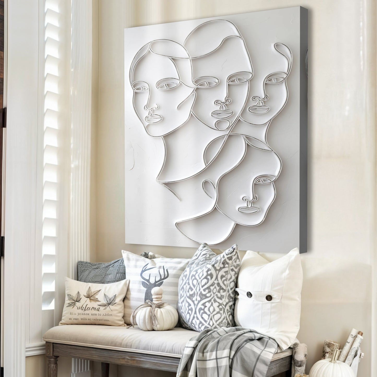 3D Minimalist Faces Canvas Wall Art