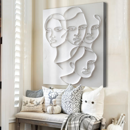3D Minimalist Faces Canvas Wall Art