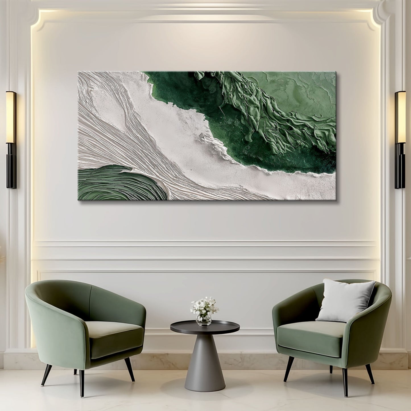 Green Rivers Abstract Canvas Wall Art III