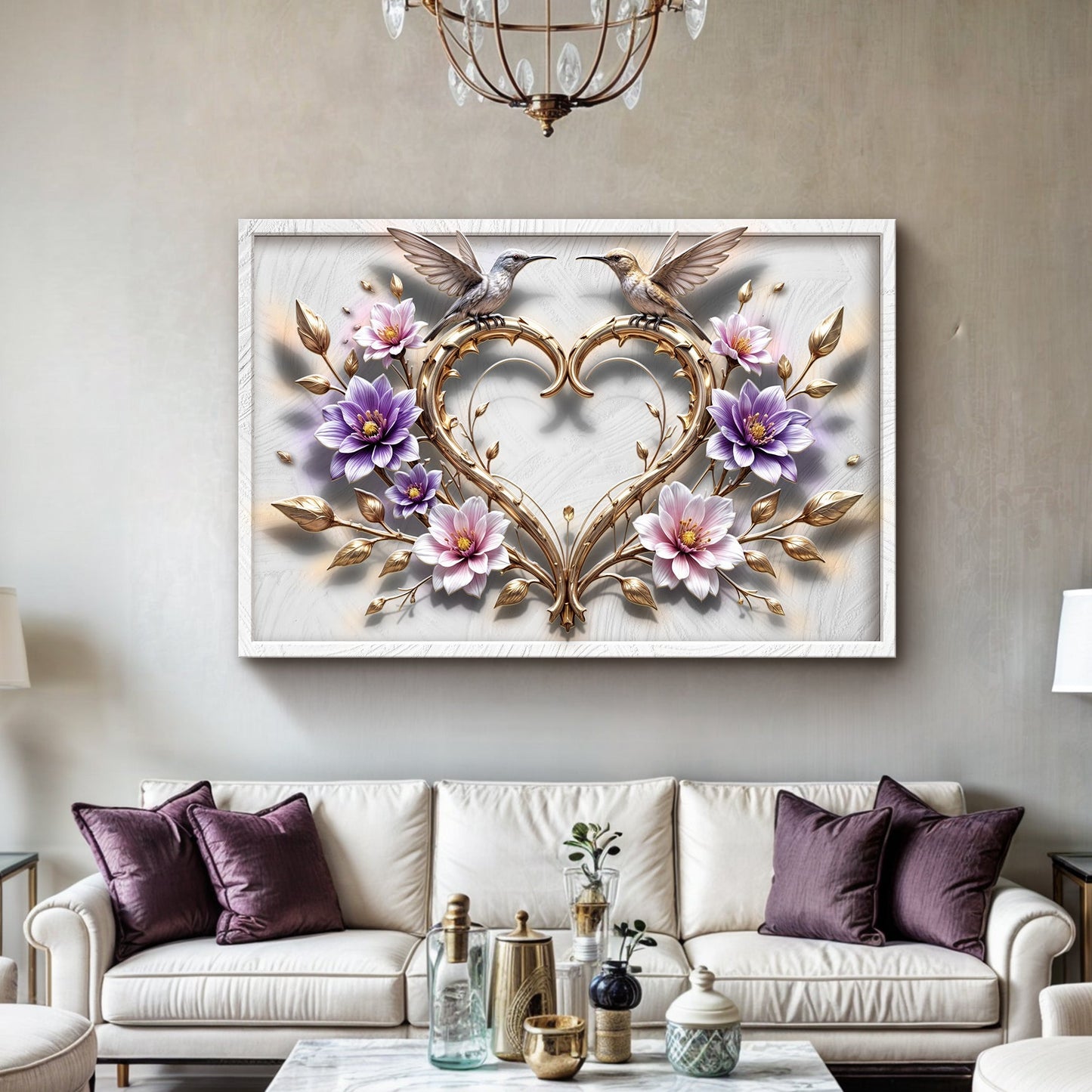3D Hummingbirds Canvas Wall Art V