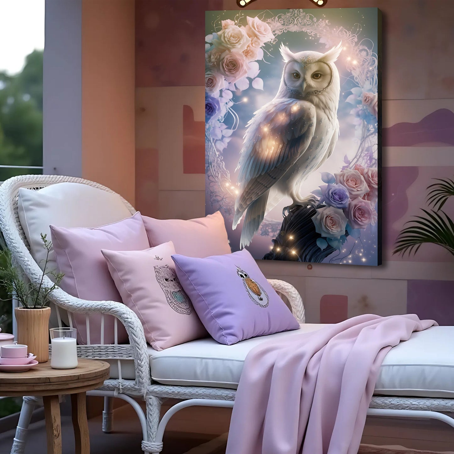 3D owl canvas wall art design