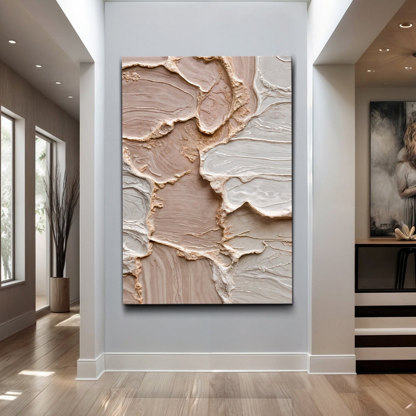 Ivory Minimalist Abstract Canvas Wall Art