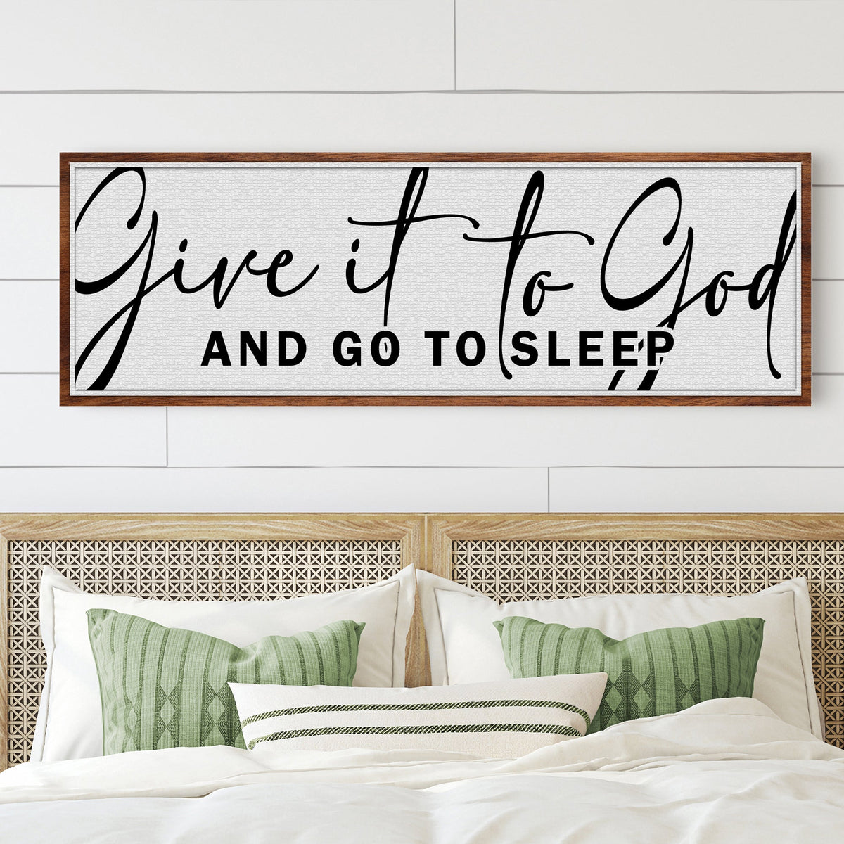 Give It to God Large Script canvas shown in a styled room setting, view 2