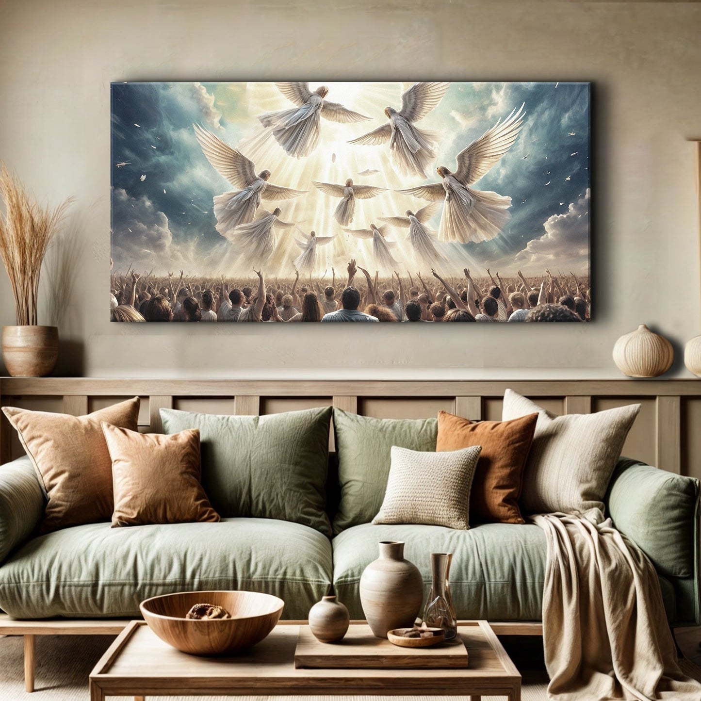 Praise faith canvas wall art with a hopeful uplifting mood, ready to hang