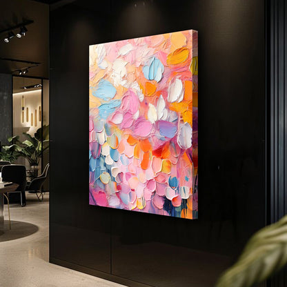 Blooming rhapsody abstract canvas wall art with sweeping color wash floral forms