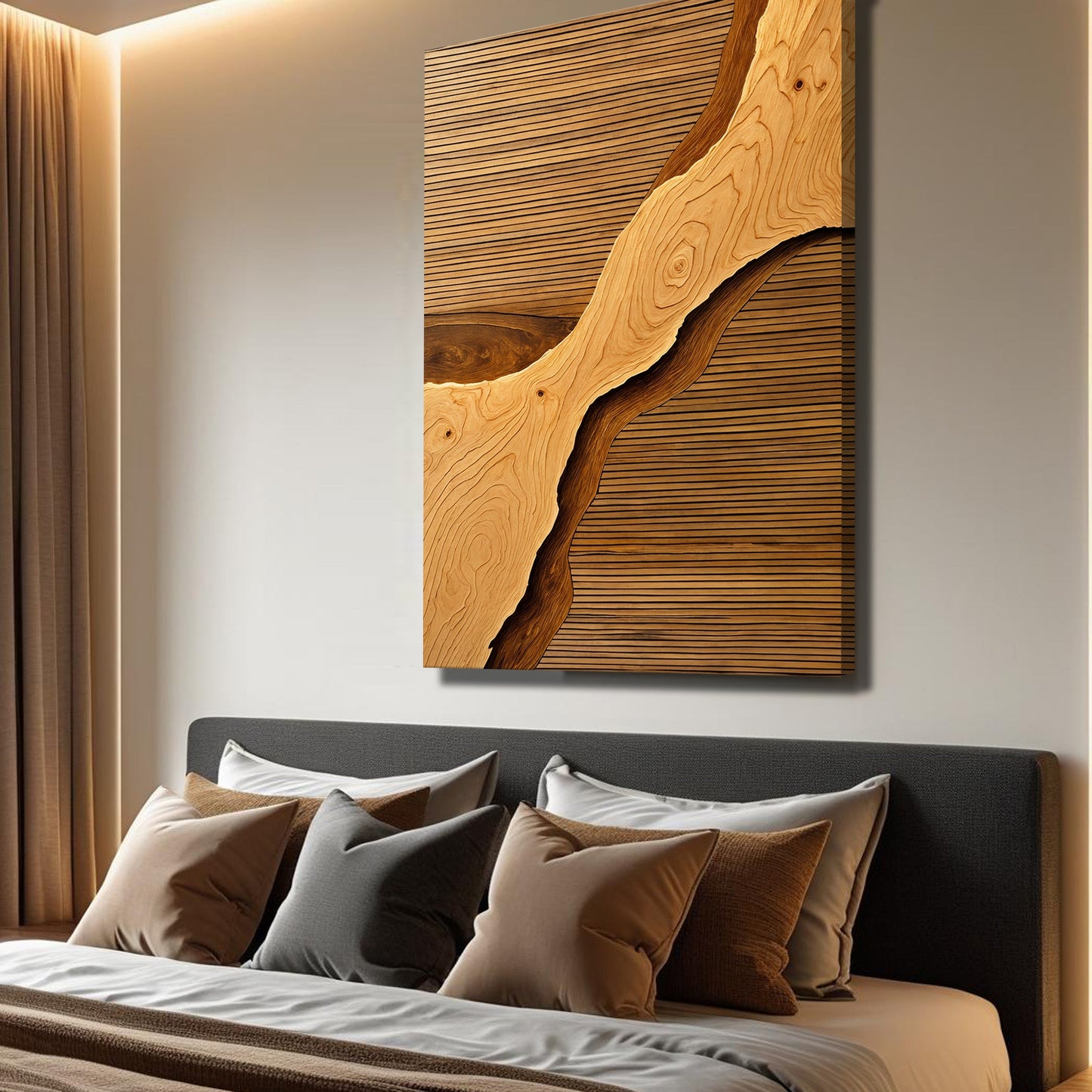 Wood Rift Abstract Canvas Wall Art