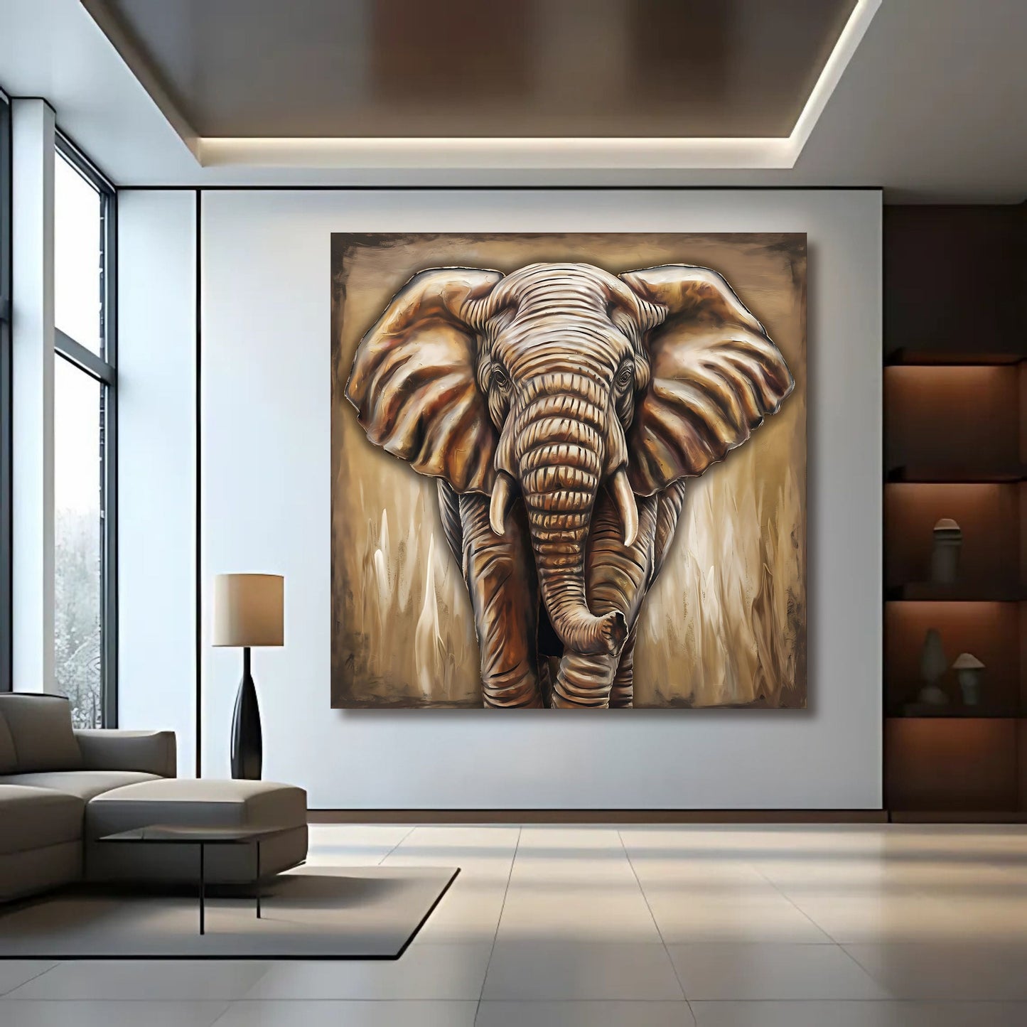 3D Elephant Canvas Wall Art
