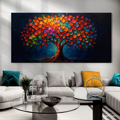 Rainbow Bloom floral canvas wall art with a bright joyful spread of flowers, ready to hang
