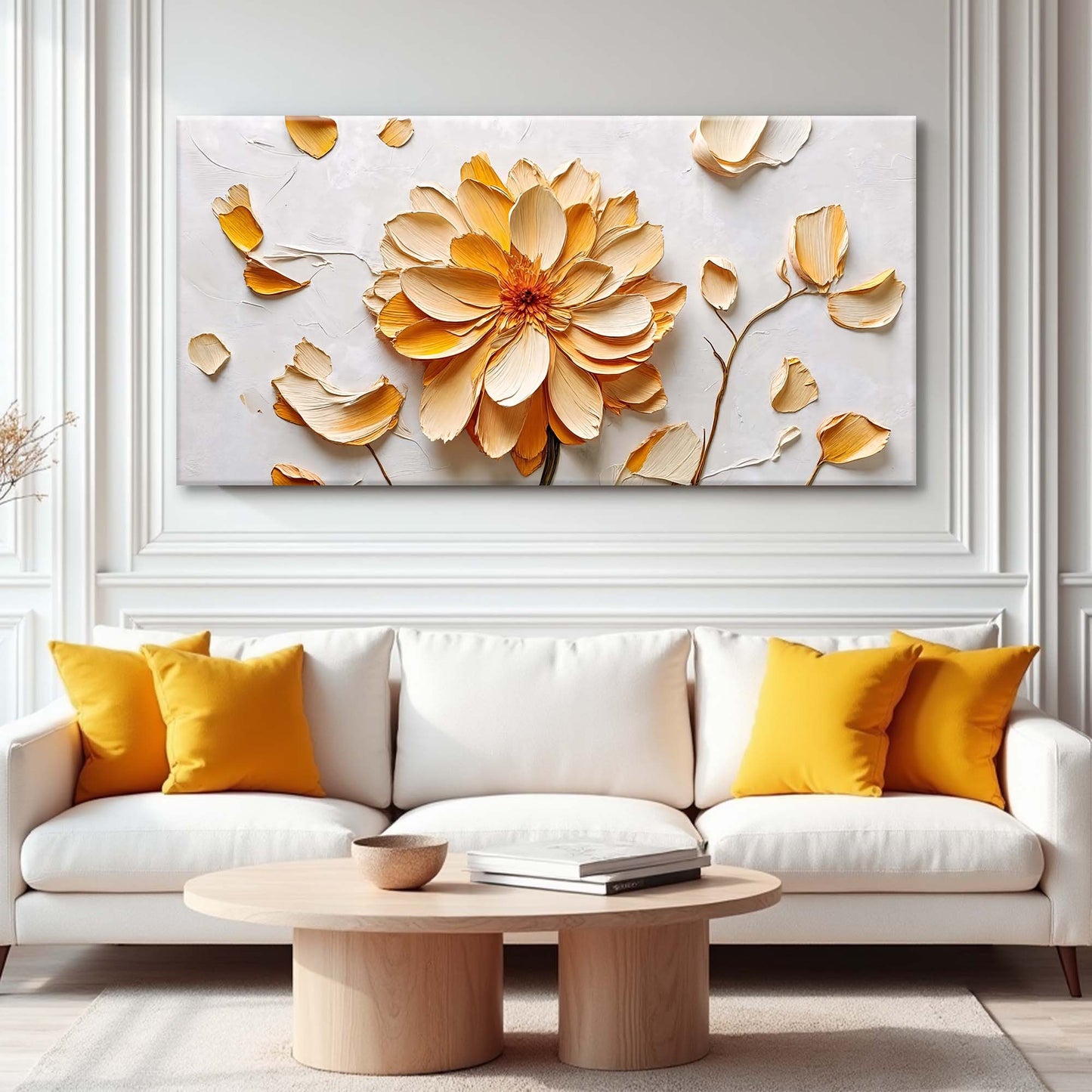 Golden Dandelion Minimalist Canvas Wall Art - Abstract Print