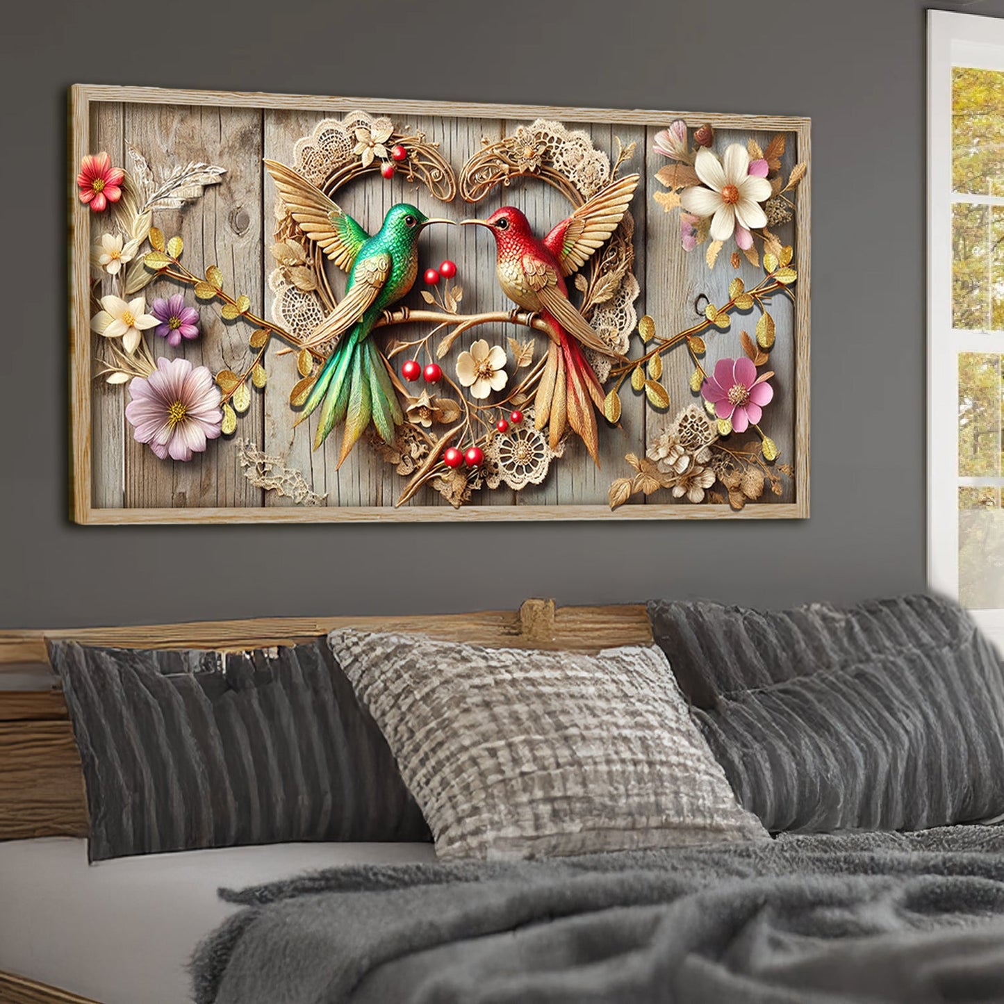 3D hummingbirds canvas wall art design seven