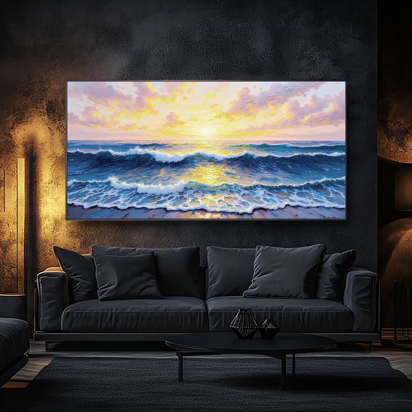 Golden Horizon Canvas Wall Art - Landscape Print