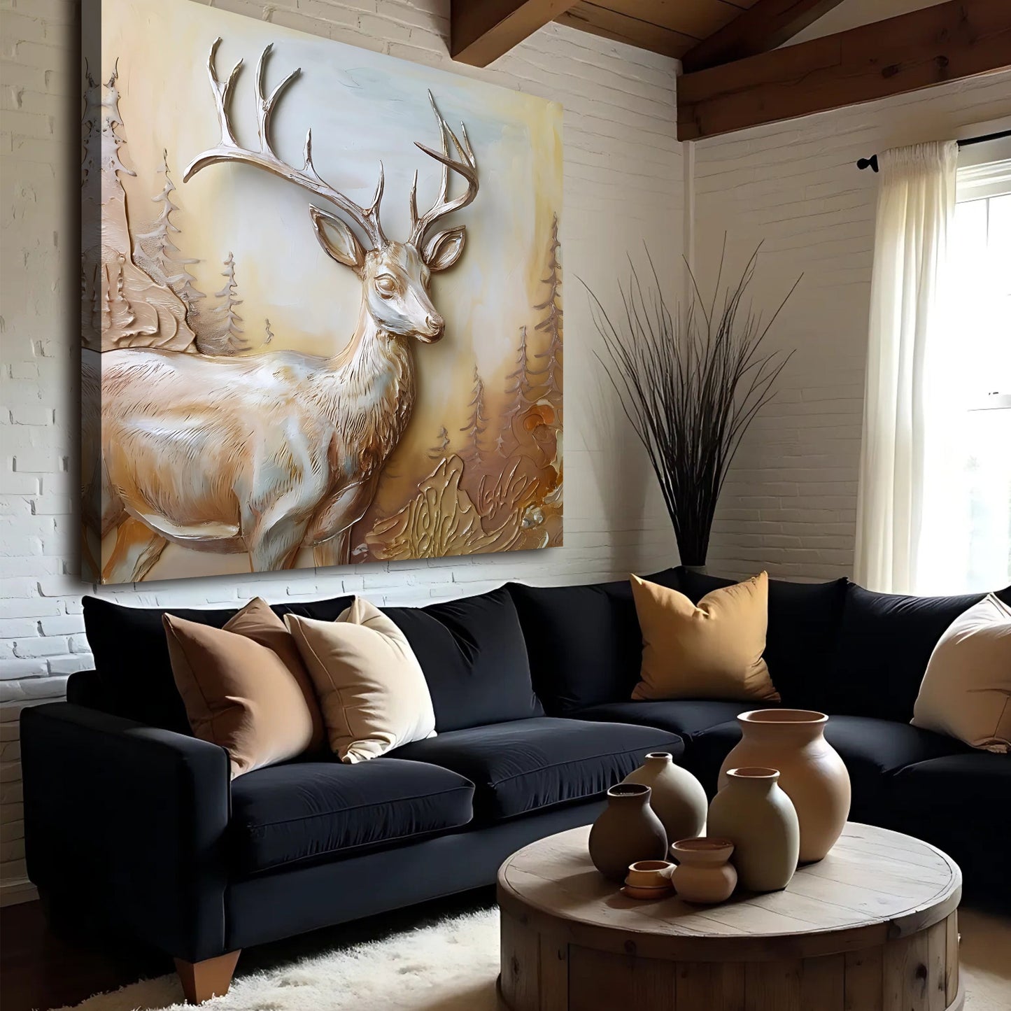 3D Deer Canvas Wall Art
