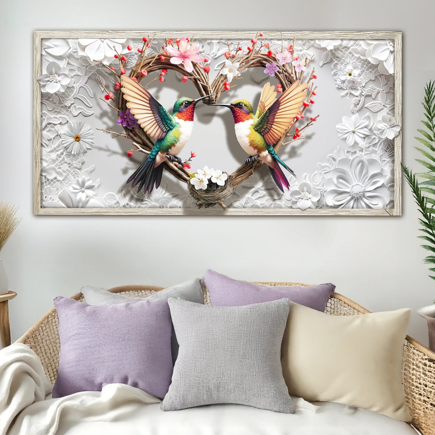 3D Hummingbirds Canvas Wall Art IV