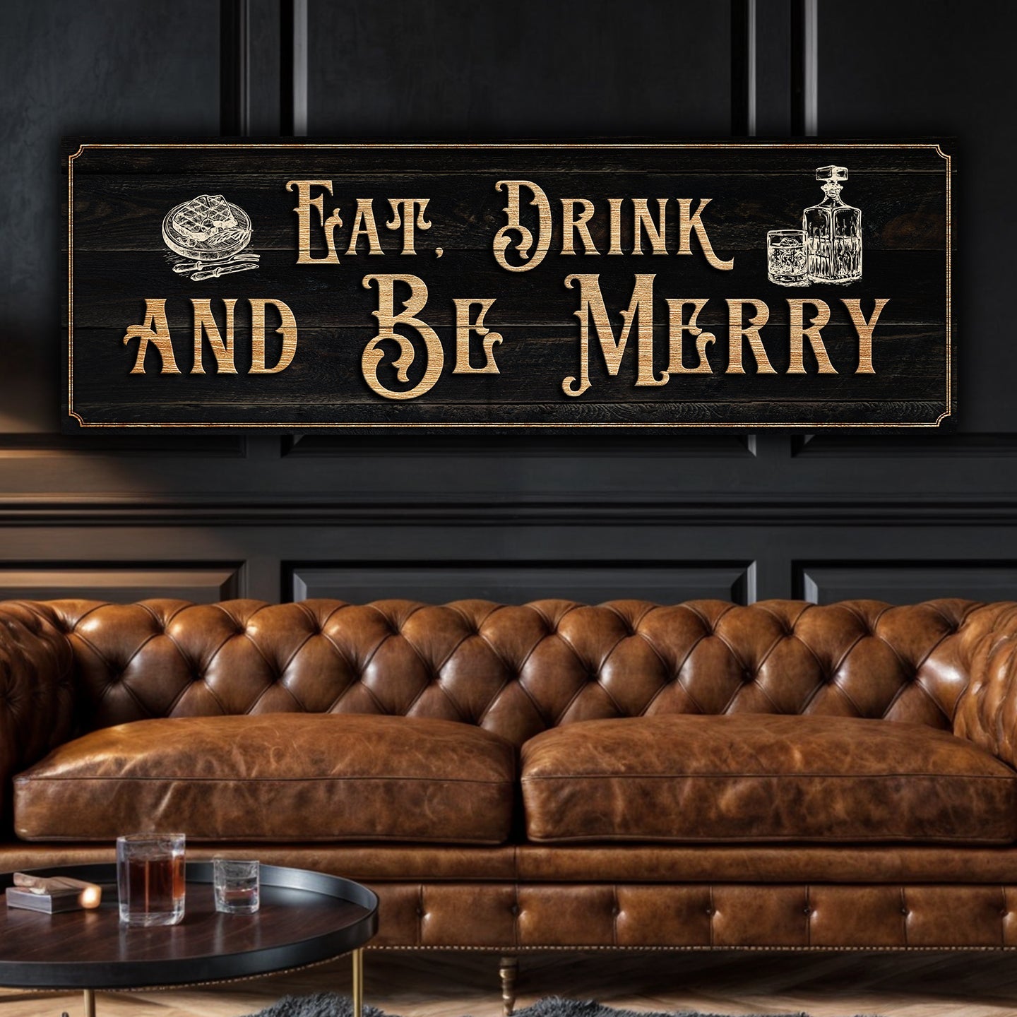 Eat Drink and Be Merry canvas wall sign for dining room or kitchen