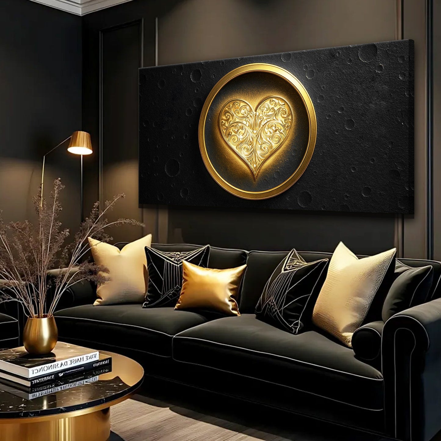 Heart Eclipse Abstract Canvas Wall Art