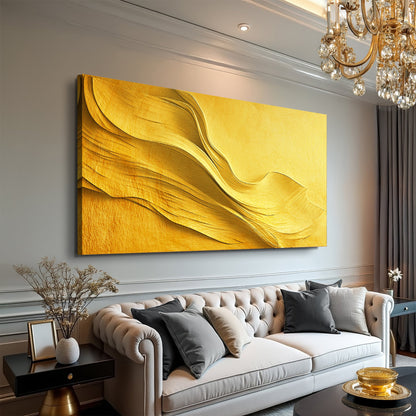 Golden Flowing Dune Waves canvas shown in a styled room setting, view 2