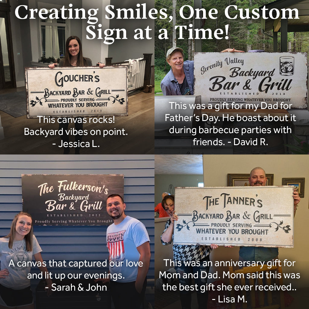 Backyard Bar and Grill Canvas Sign