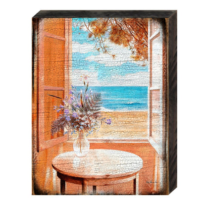 Coastal Window View Wood Wall Art - Seascape Decor