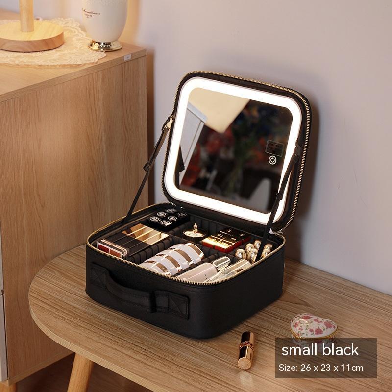 Makeup Organizer Bag with Light-Up Mirror – Travel-Ready Beauty Station with Adjustable Dividers & LED Lighting