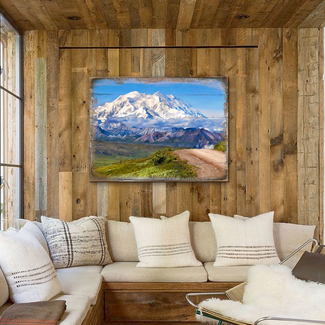Mountain View Wooden Wall Art - Layered Birch Landscape