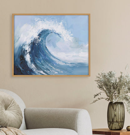 Abstract Painterly Coastal Ocean Wave Framed Print